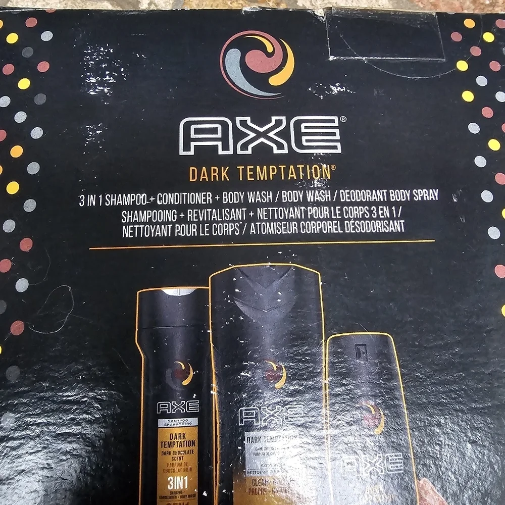 Vintage AXE Dark Temptation 3 Piece Set - Body Wash, Shampoo, & Deodorant Spray